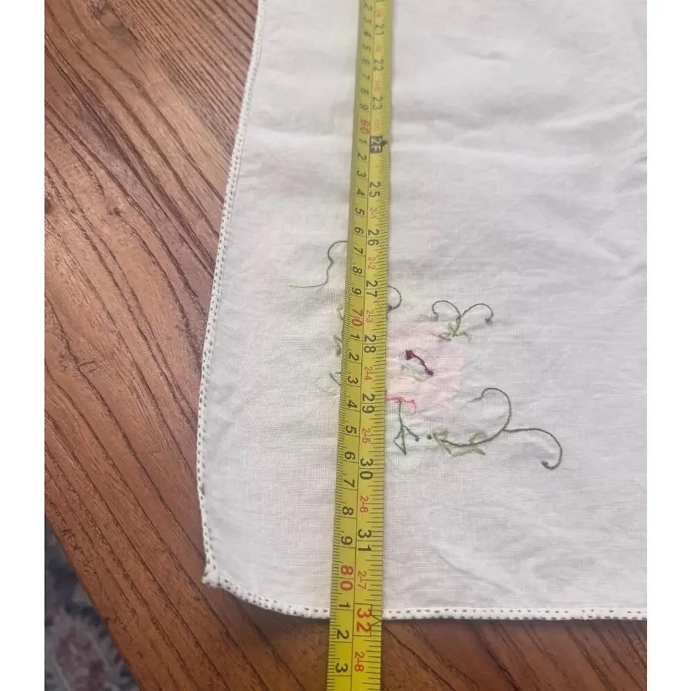 Vintage Hand Embroidered Floral Table Linen Mixed Set (5 Items)